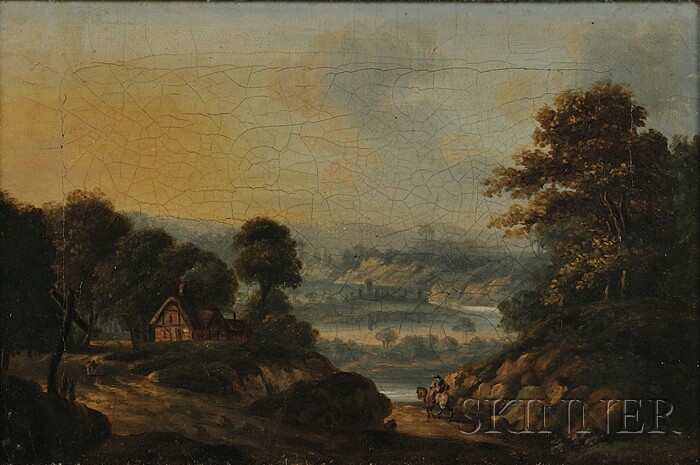 Appraisal: British School th Century Landscape with a Rider on a