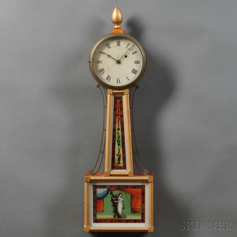 Appraisal: Mahogany Patent Timepiece or Banjo Clock Massachusetts c with later