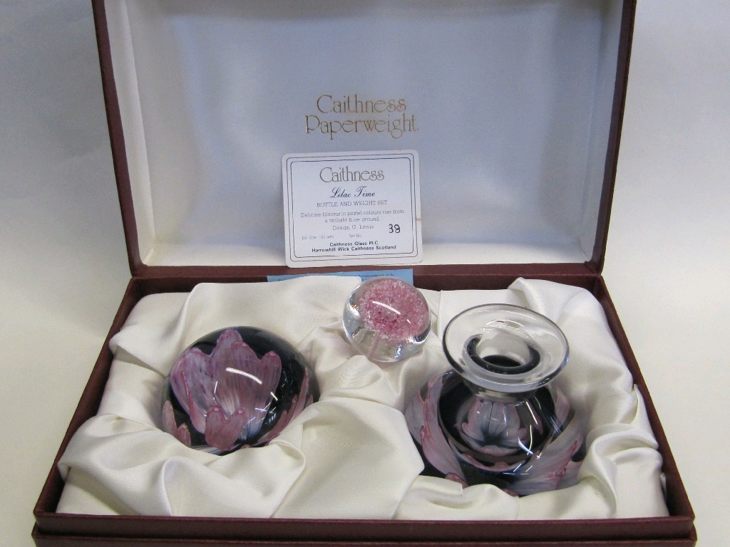 Appraisal: Cased limited edition Caithness glass 'Lilac Time' scent bottle and