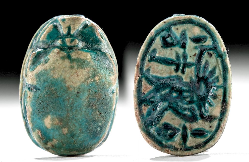 Appraisal: Egyptian Faience Scarab of Senusret I - ex-Mitry Holiday Shipping