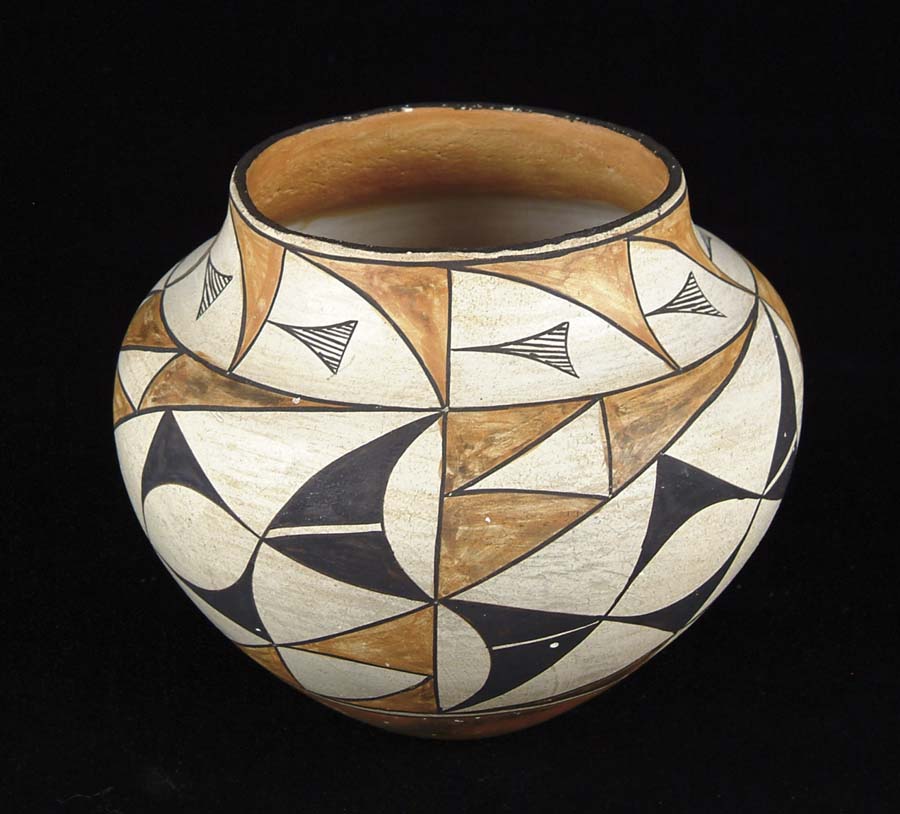 Appraisal: ACOMA OLLA POTTERY JAR MID TH CENTURY Accentuated neck and