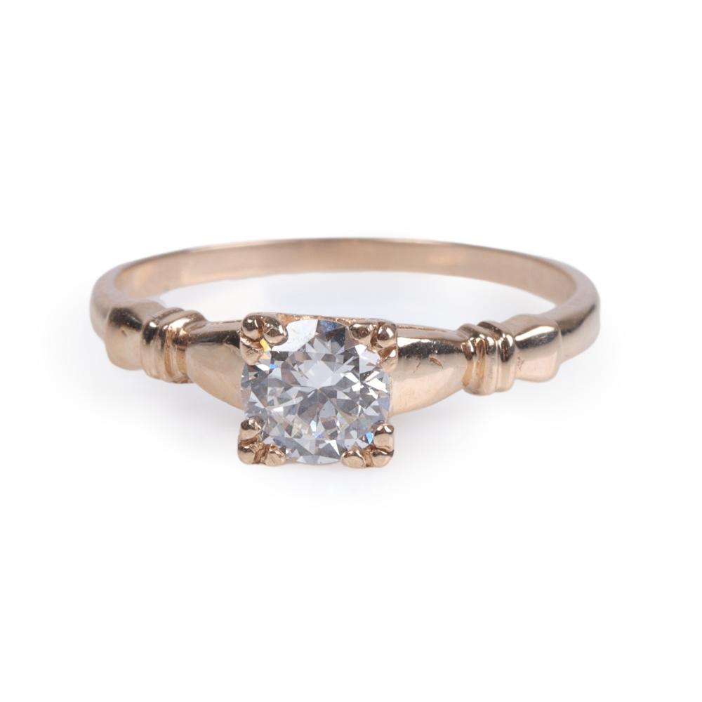 Appraisal: Antique estate K yellow gold diamond solitaire engagement ring Round