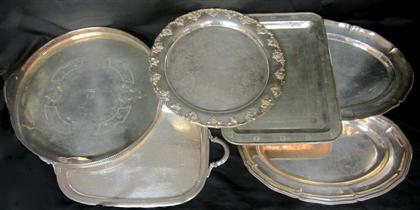 Appraisal: silver p late two-handled tea trays th century