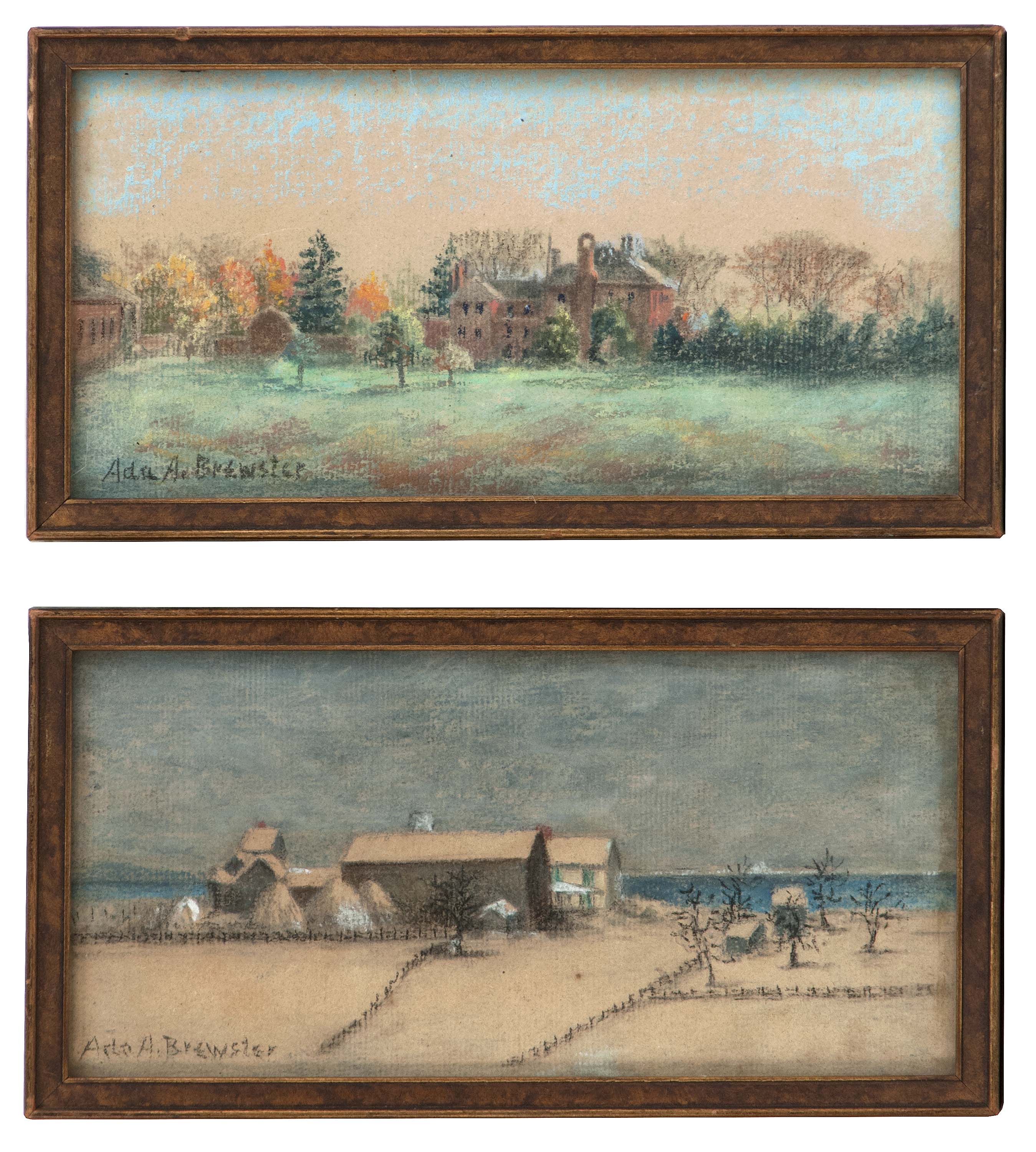 Appraisal: ADA AUGUSTA BREWSTERAmerican - Two pastel landscapes Seaside farm in