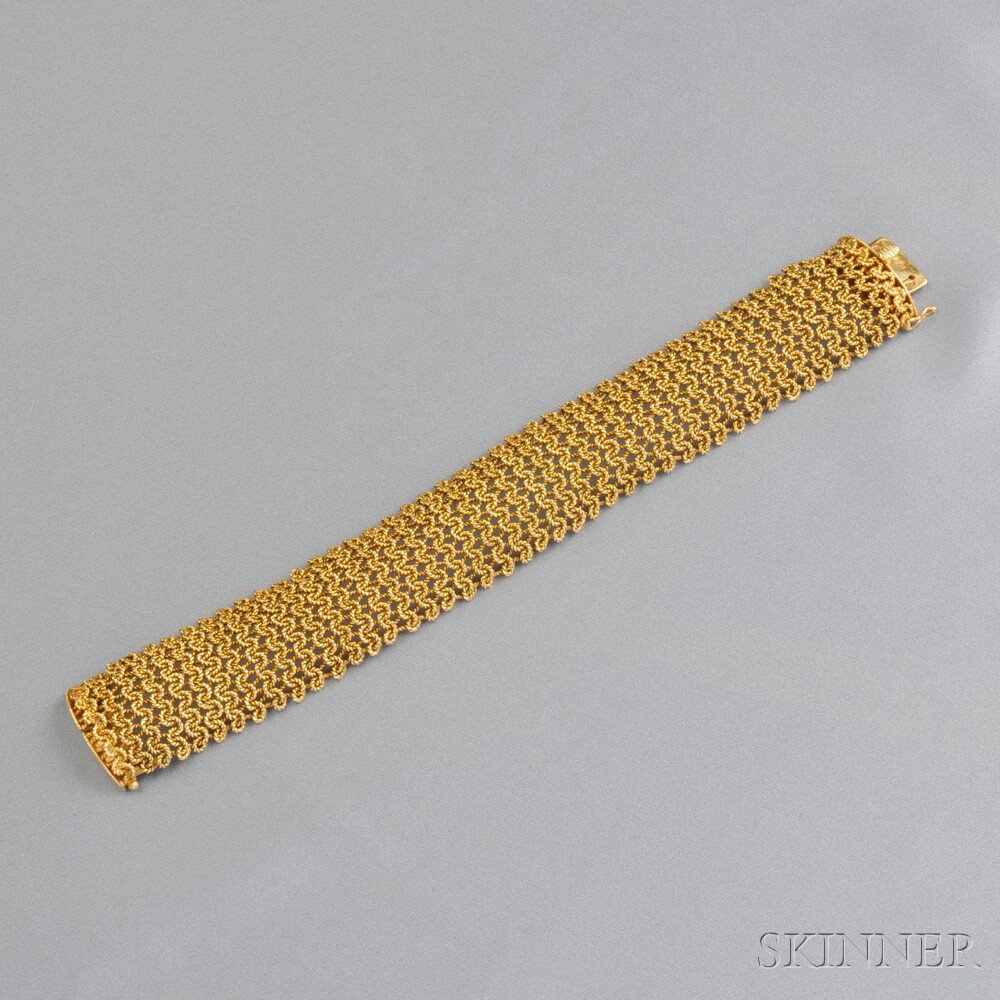 Appraisal: kt Gold Bracelet Mario Buccellati designed as a wide ropework