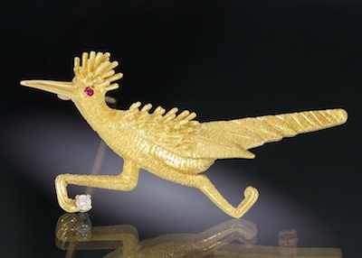 Appraisal: An k Gold and Diamond Bird Brooch by George Letterman