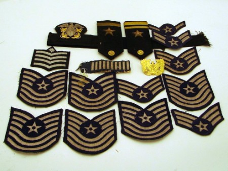 Appraisal: Lot of US cloth ratings and boullion embroidered US uniform