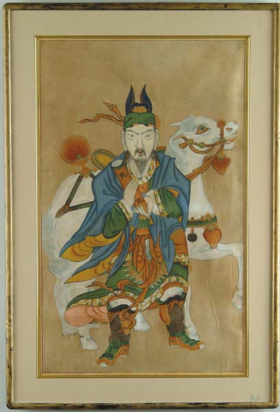 Appraisal: UNSIGNED Japanese th Century WARRIOR AND HIS HORSE Watercolor shows