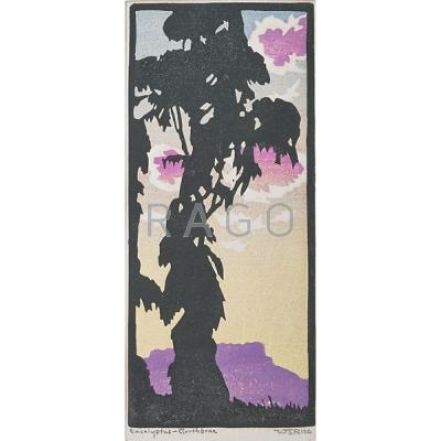 Appraisal: WILLIAM RICE American - Color woodblock print Eucalyptus - Northbrae