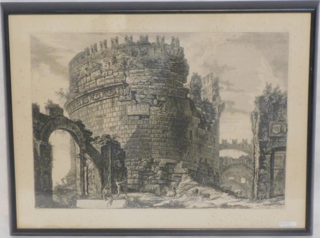 Appraisal: GIOVANNI BATTISTA PIRANESI - ITALY framed and glazed black and