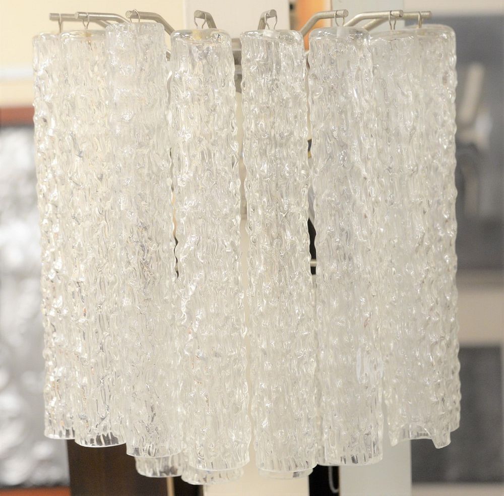 Appraisal: Pair of Murano Venini Wall Sconces Mid-Century glass and chrome