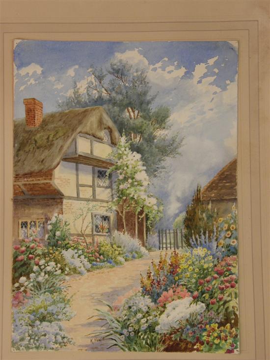 Appraisal: K Howitt Cottage with blooming garden signed watercolour unframed h