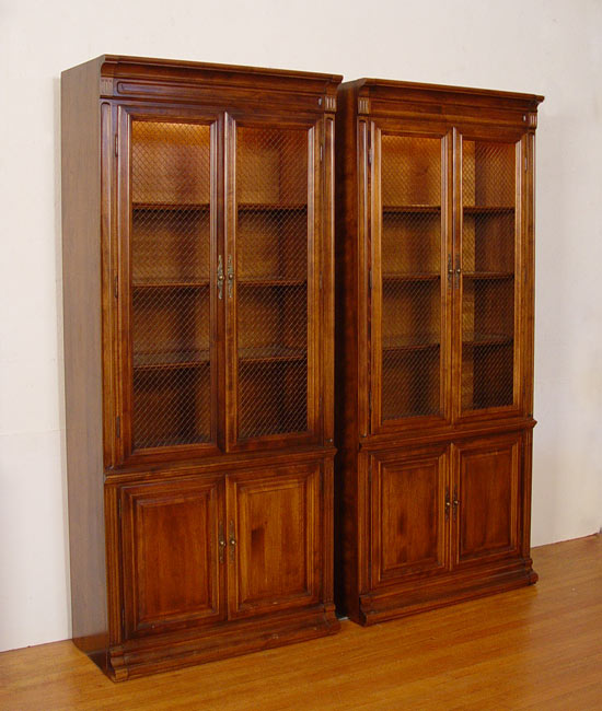 Appraisal: MATCHED PAIR OF TWO ETHAN ALLEN BOOKCASE CABINETS Illuminated interior