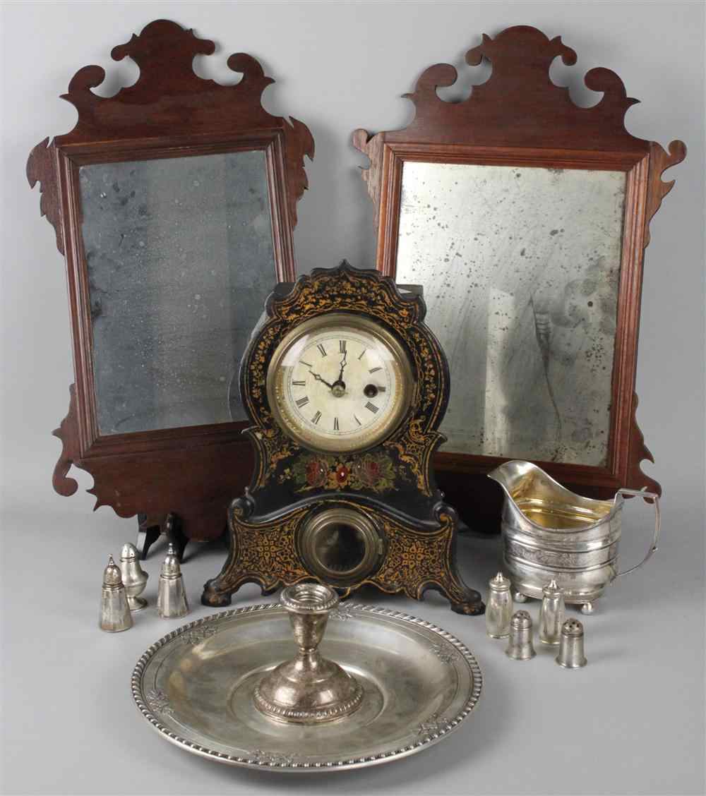 Appraisal: AMERICAN VICTORIAN PAPIER MACHE MANTELCLOCK TH CENTURY - h in