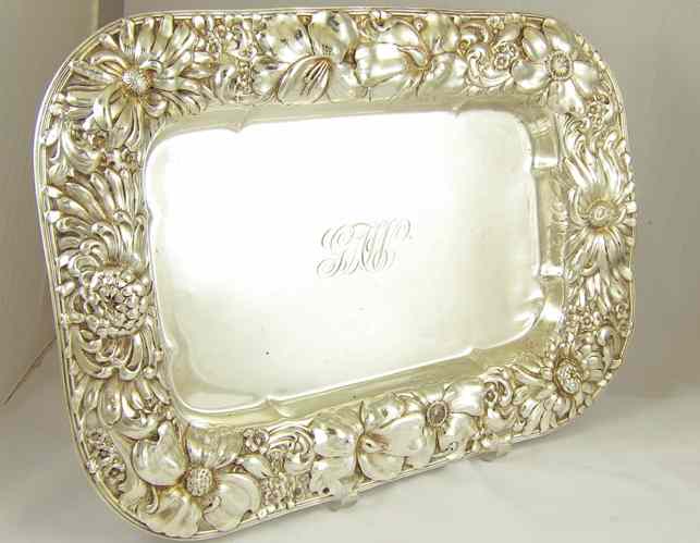 Appraisal: GORHAM STERLING SILVER SERVING TRAY pattern rectangular with wide repousse