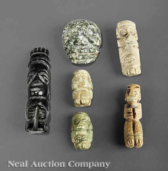 Appraisal: A Group of Six Mixtec Carved Stone Ornaments c -