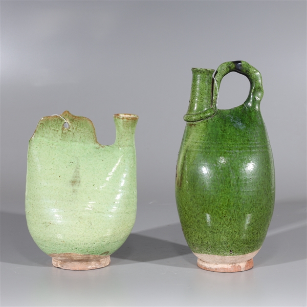 Appraisal: Two Chinese early style possibly Liao dynasty green glazed ceramic