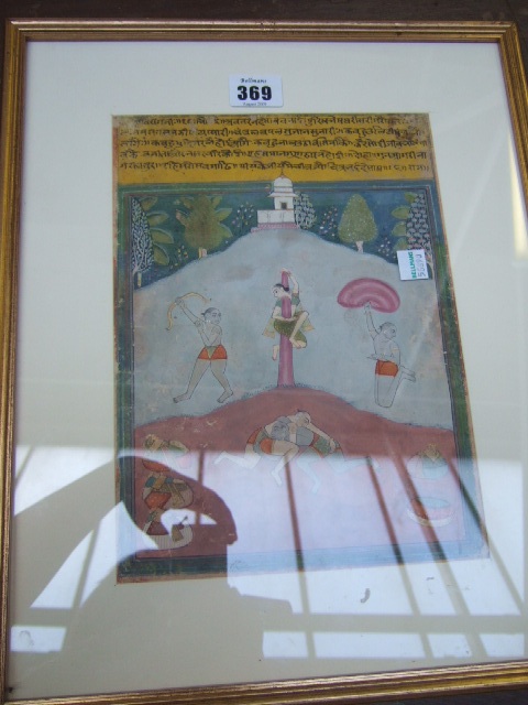 Appraisal: Acrobats scene from a Ragamala Amber Rajasthan Gouche on paper