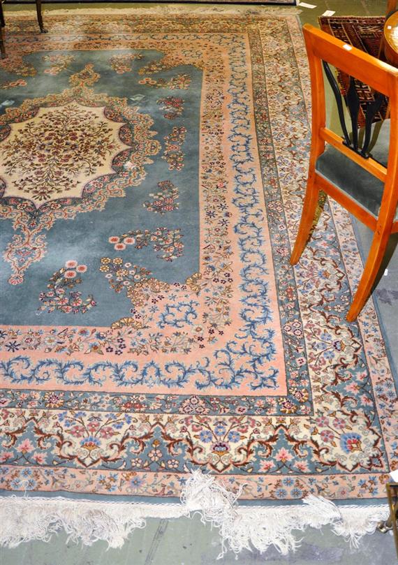 Appraisal: TABRIZ old White central medallion on a turquoise ground with