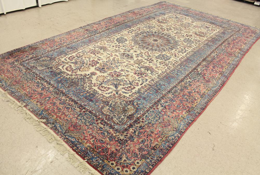 Appraisal: SEMI-ANTIQUE PERSIAN KERMAN CARPET Kerman Province southeastern Iran floral and