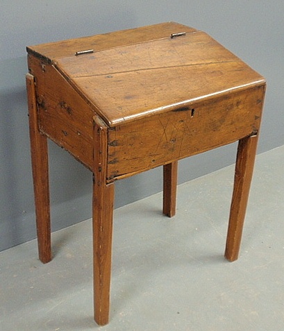 Appraisal: - Country pine slant-lid desk th c h x w