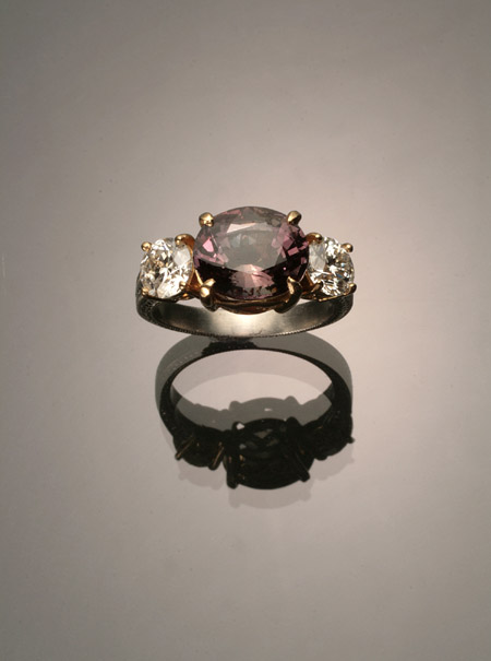 Appraisal: -Karat Yellow-Gold Platinum Alexandrite and Twin-Diamond Dinner Ring Set with