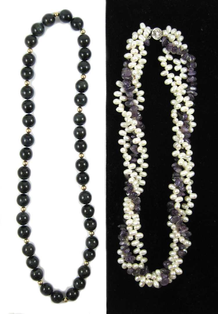 Appraisal: COLLECTION OF TWO BEAD NECKLACES including a - inch twisted