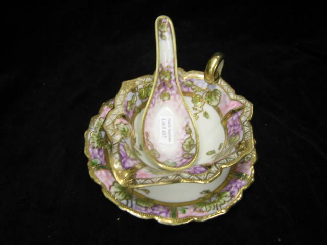 Appraisal: Nippon Porcelain Sauce Boat with matching ladle underplate elaborate gold