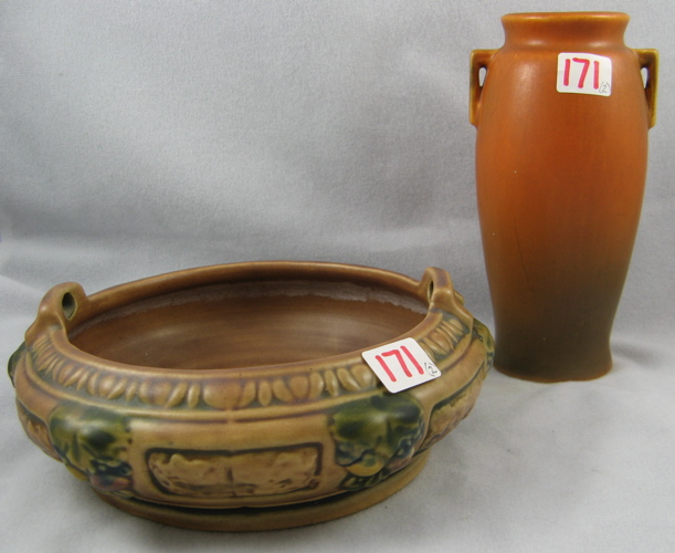 Appraisal: TWO PIECES OF AMERICAN ART POTTERY BY ROSEVILLE including a