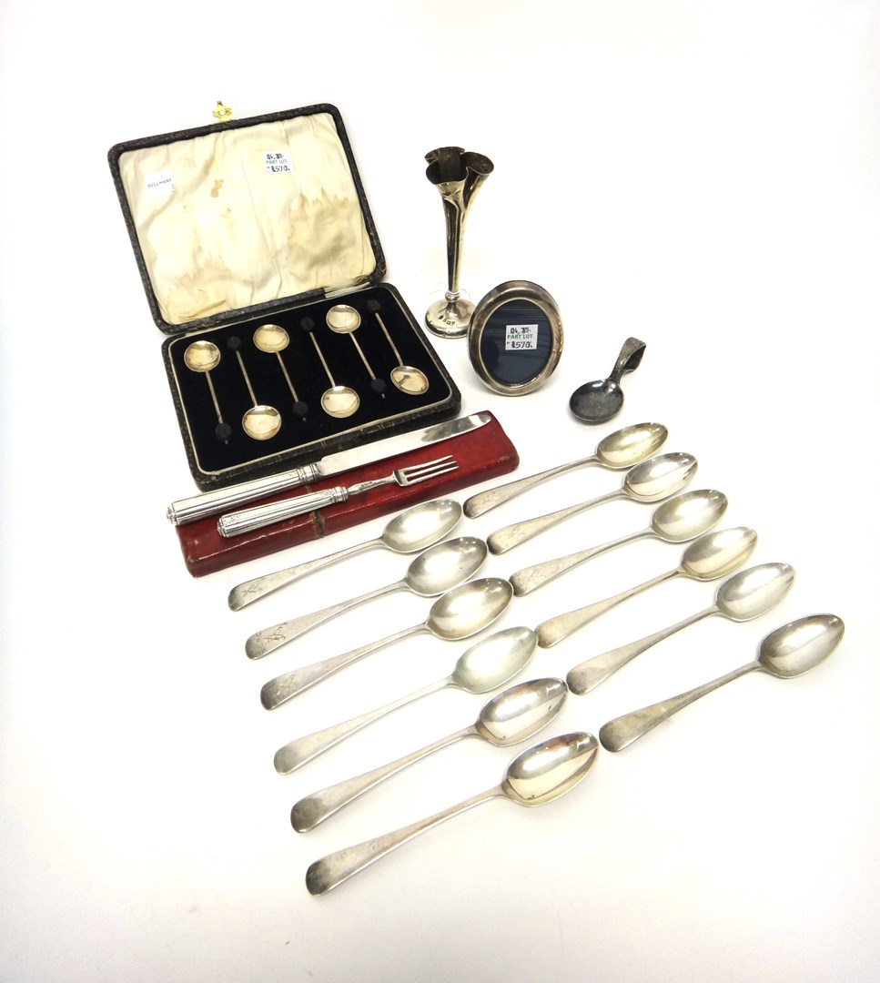 Appraisal: Silver and silver mounted wares comprising a travelling knife and