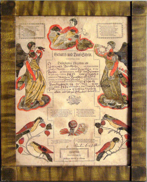 Appraisal: Two Reading Pennsylvania printed and hand colored fraktur by Ritter