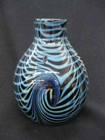 Appraisal: Studio Art Glass Vase swirl threading design signed '' excellent