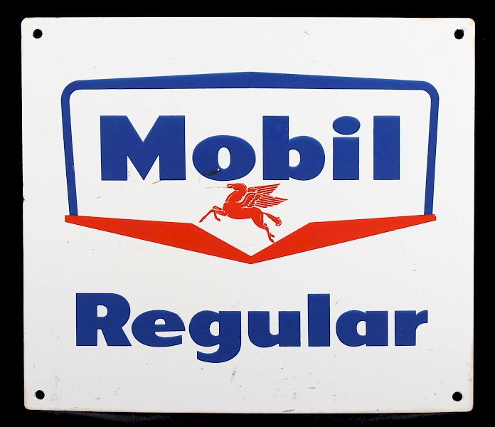 Appraisal: 's Mobil Regular Gasoline Advertising Sign Offered in this lot