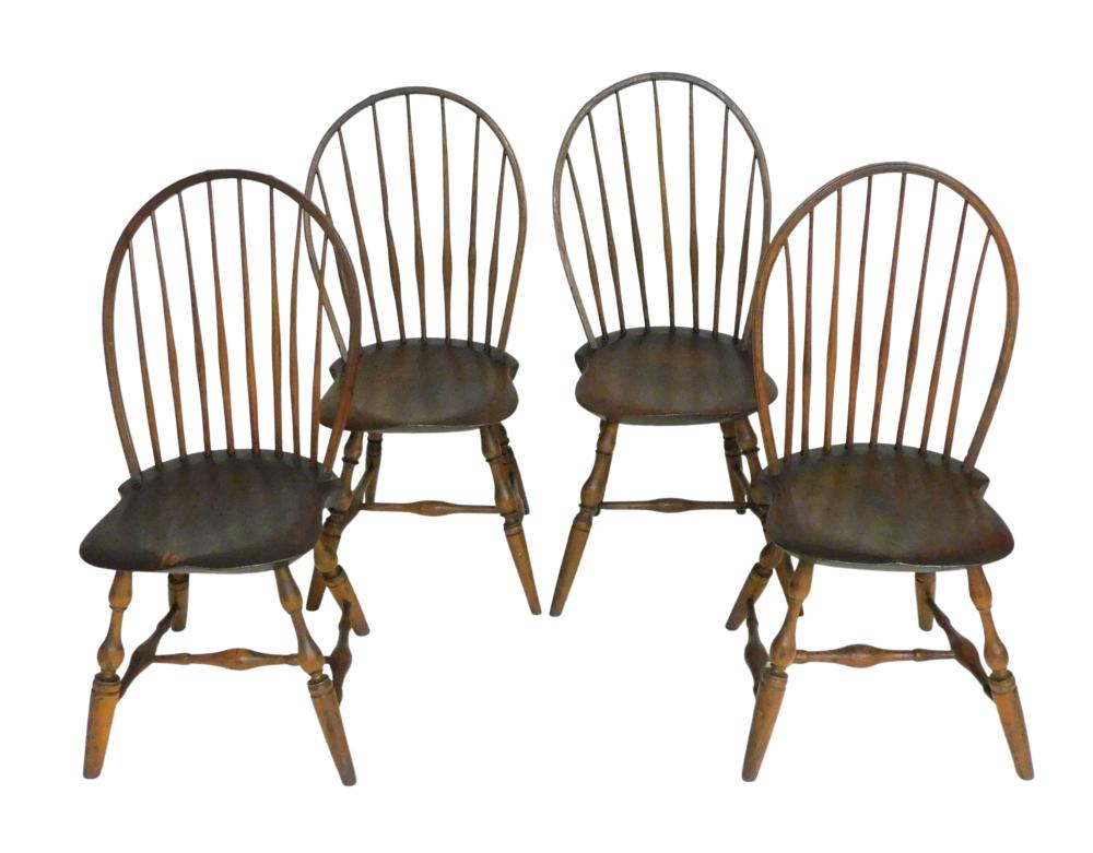 Appraisal: FOUR HOOP BACK WINDSOR CHAIRS TH C MAPLE NOT A