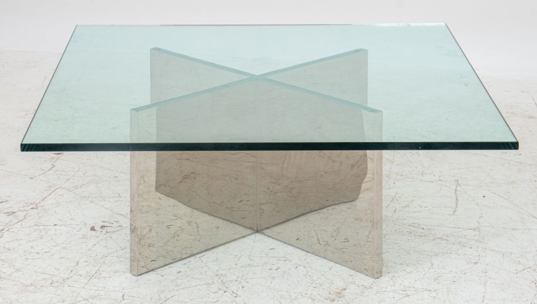 Appraisal: PAUL MAYEN KNOCKDOWN CHROME GLASS COFFEE TABLE Paul Mayen Modern