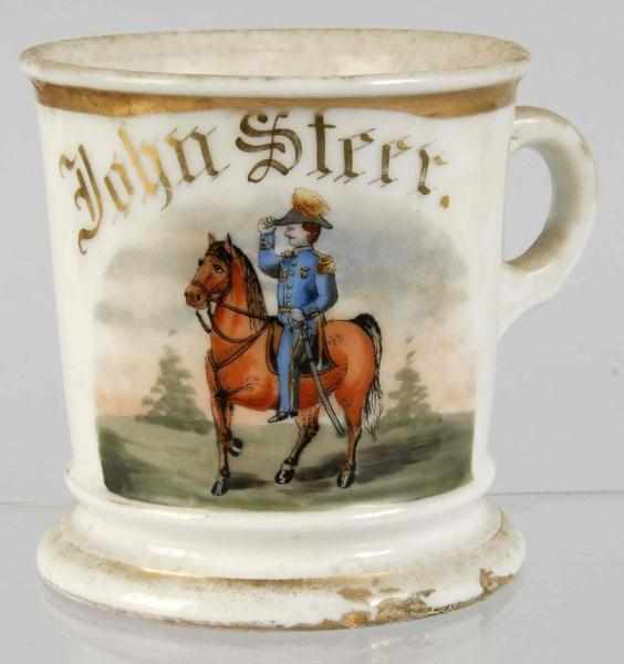 Appraisal: Soldier atop Horse Shaving Mug Description Marked John Steer across