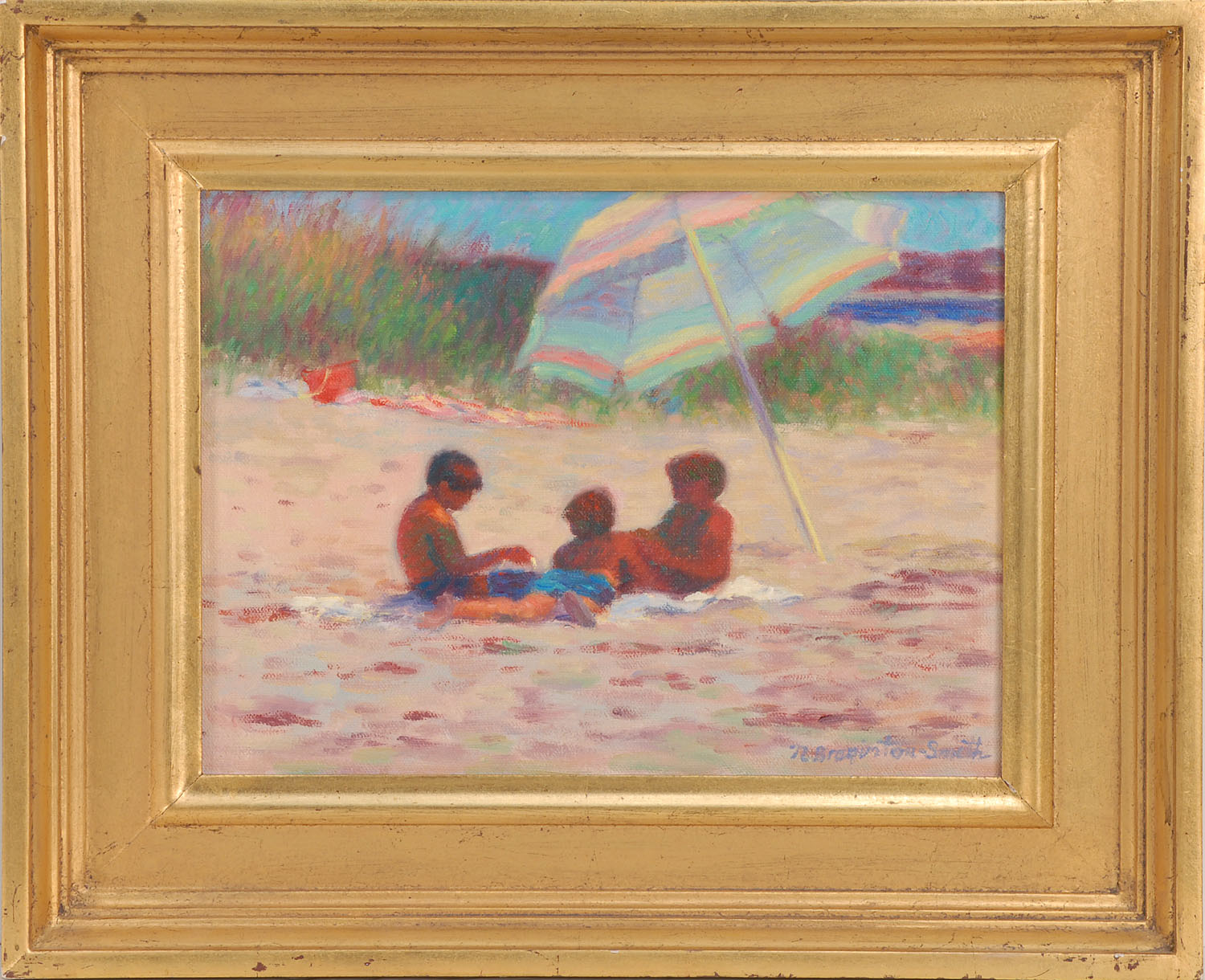 Appraisal: NANCY BRAGINGTON-SMITHAmerican b Under the Beach Umbrella Signed lower right