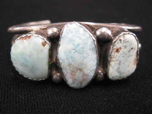 Appraisal: Indian Turquoise Sterling Bracelet softblue gems in cuff style setting