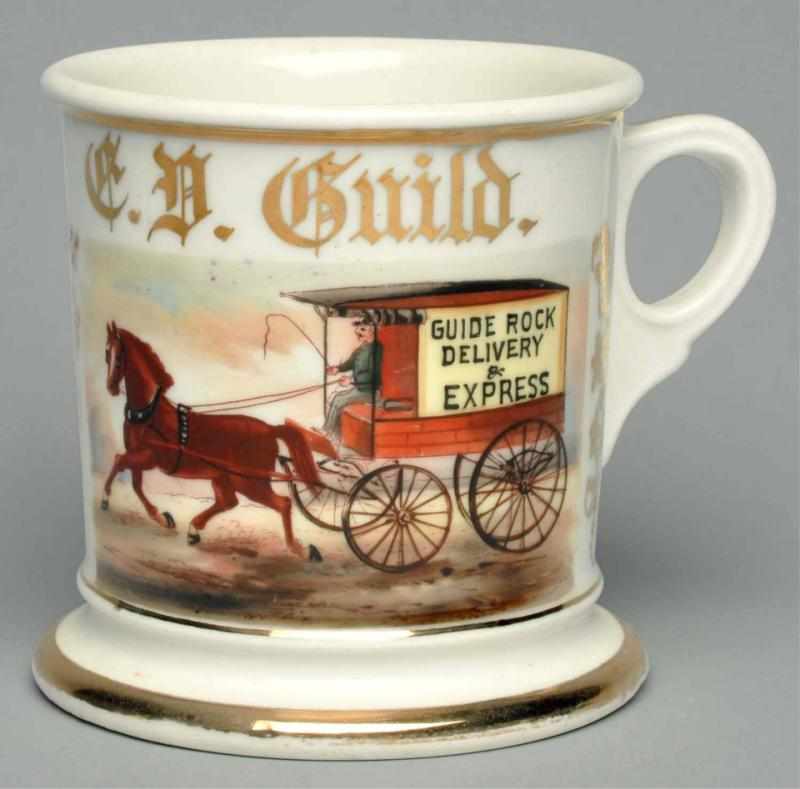 Appraisal: Horse-Drawn Delivery Wagon Shaving Mug Gilt name C D Koken