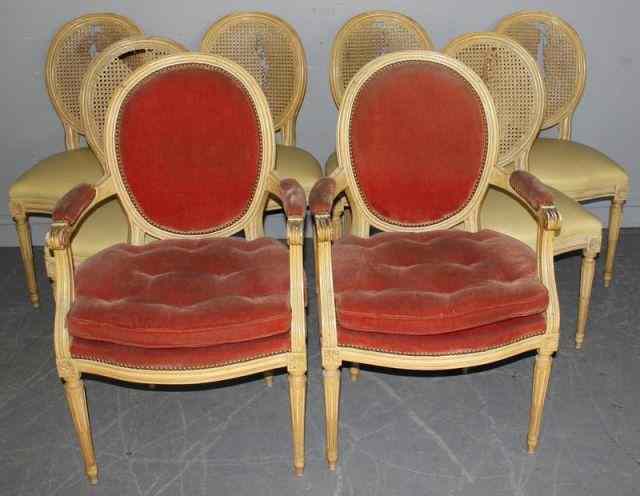 Appraisal: Set of Vintage Louis XV Style Oval Back DiningChairs Original