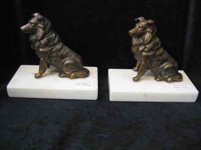 Appraisal: Pair of Bronzed Dog Bookends onyx bases '' tall ''