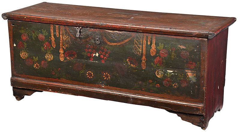 Appraisal: Continental Baroque Paint Decorated Chest th or th century hinged