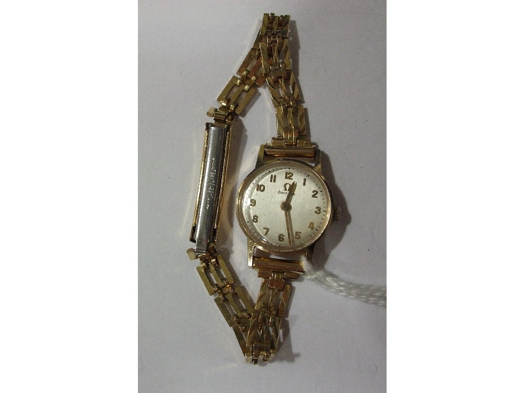 Appraisal: Ladies Omega wrist watch with silver dial gilt Arabic numerals