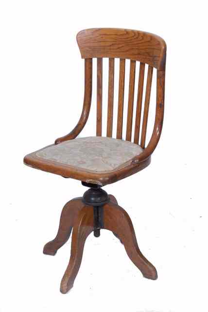 Appraisal: AN OLD OAK LATH BACK SWIVEL DESK CHAIR with four