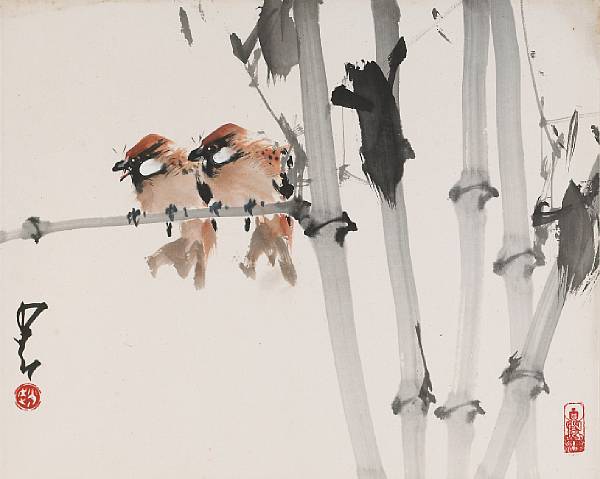 Appraisal: Zhao Shao'ang - Two paintings of birds Ink and color