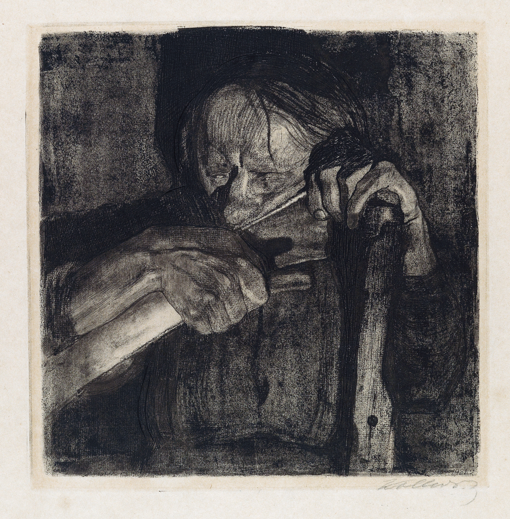 Appraisal: K THE KOLLWITZ Beim Dengeln Etching aquatint and soft-ground etching