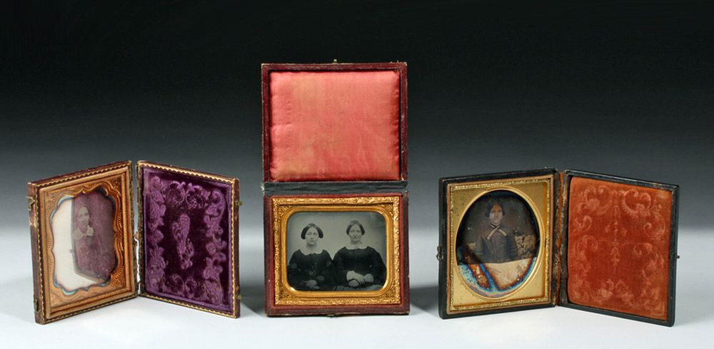 Appraisal: th C American Daguerreotypes Leather Union Cases North America United