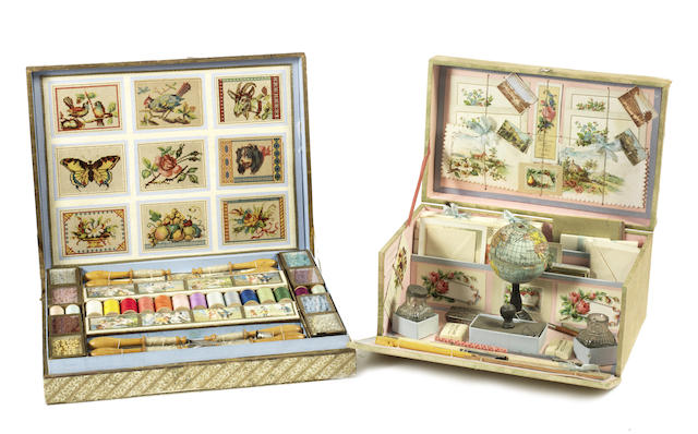 Appraisal: Child's boxed Stationery and Bead Sowing sets French late th