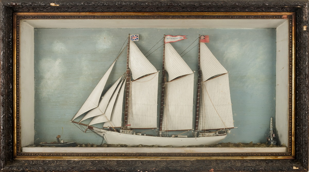 Appraisal: SHADOWBOX MODEL OF THE CANADIAN THREE-MASTED SCHOONER quot MARGARET MAY