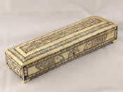 Appraisal: An Indian bone cased wood writing box with domed lid